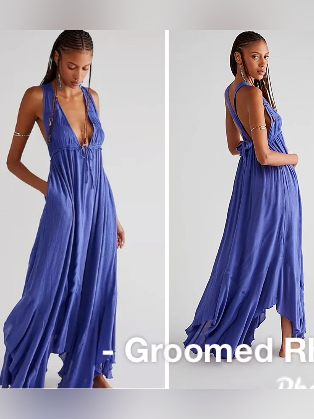 Free People Endless Summer Showstopper Periwinkle Blue Maxi Dress Size S